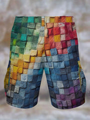 Men's Retro Colorful Geometric Print Shorts