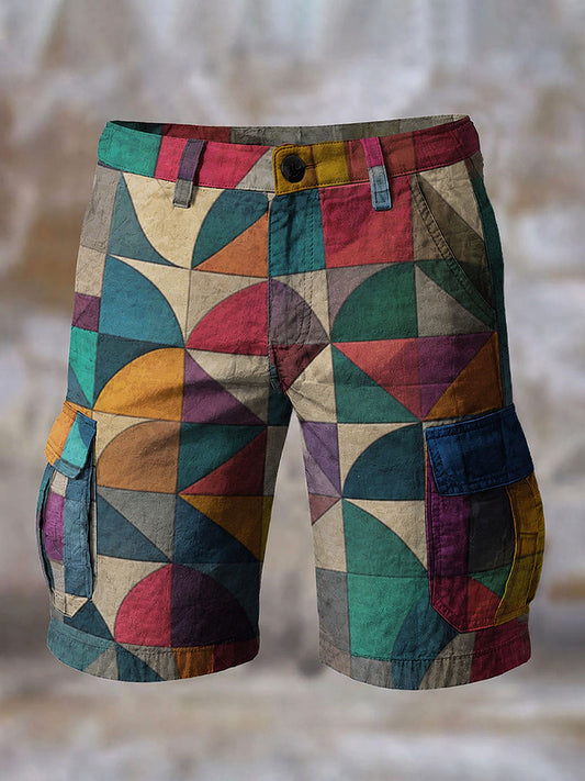 Men's Retro Colorful Geometric Print Shorts