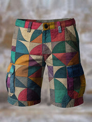 Men's Retro Colorful Geometric Print Shorts