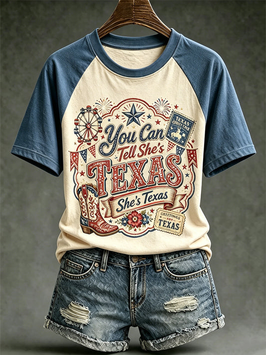 Women's retro western style pattern printed casual short-sleeve T-shirt