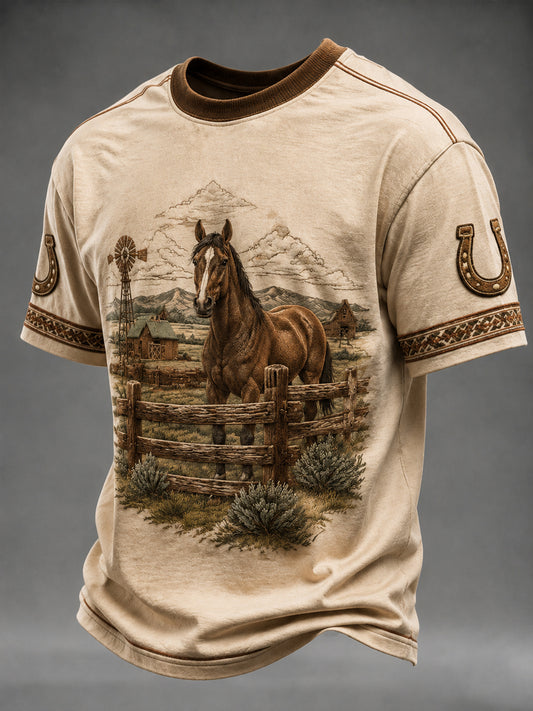 Men's Vintage Western Printed T-shirt