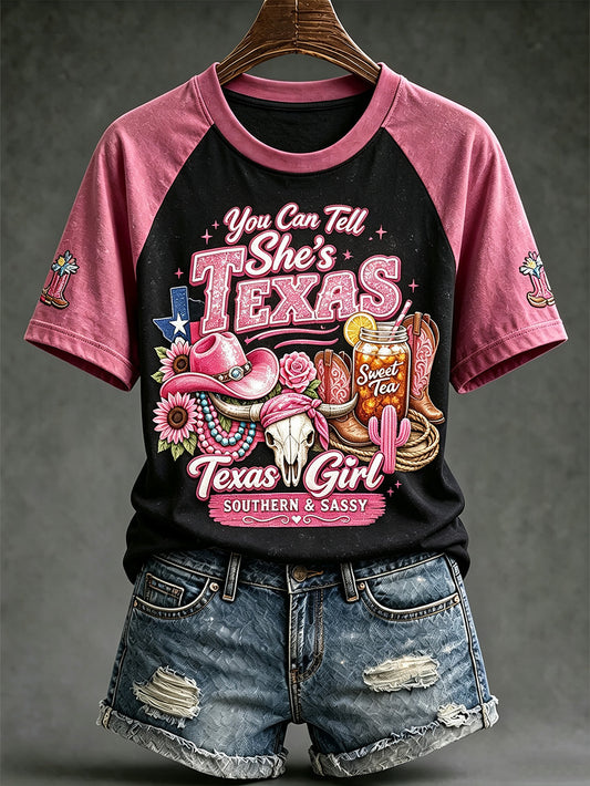 Women's retro western style pattern printed casual short-sleeve T-shirt