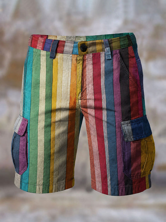 Men's Retro Colorful Striped Print Shorts