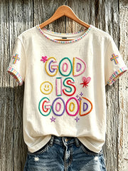 Women's Faith Theme Print Pattern Printed Casual Short-Sleeved T-shirt