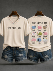 Women's Christian God Says I Am V-neck Short Sleeve T-shirt