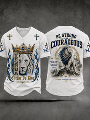 Men's Christian Christ Is King  Cross V-neck T-shirt