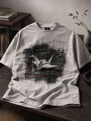 Unisex Japanese Art Books Reading Lover Printed T-shirt