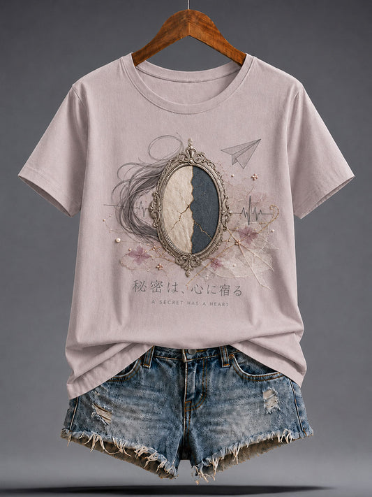 Women's Japanese Art Books Reading Lover Printed T-shirt