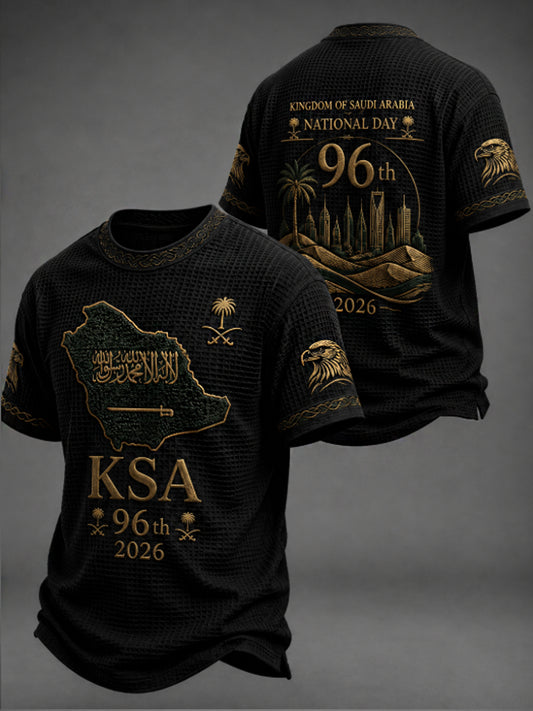 Men's Saudi National Day Waffle Short Sleeve Tee