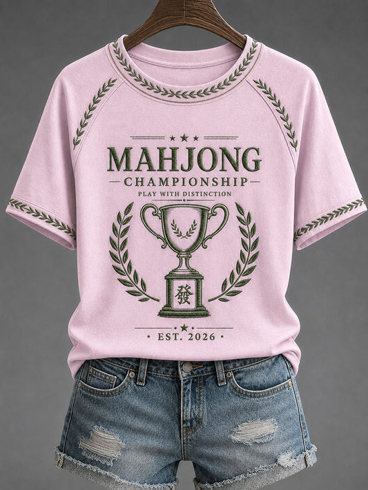 Women's Mahjong Print Casual T-Shirt