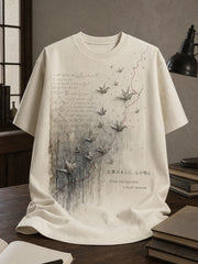 Unisex Japanese Books Reading Lover Art Printed T-shirt