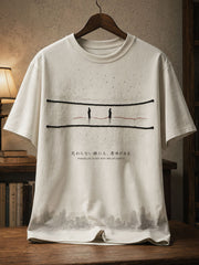 Unisex Japanese Books Reading Lover Art Printed T-shirt