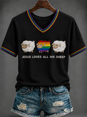 Women's Faith Printed V-neck T-shirt
