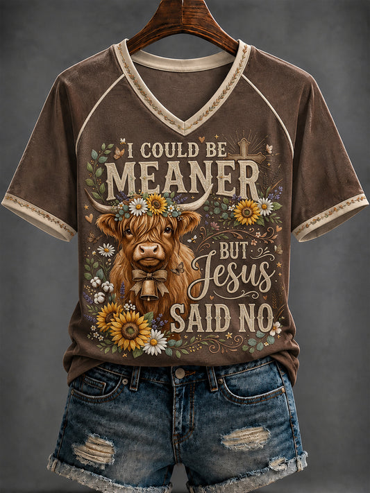 Women's Western Faith Printed V-neck T-shirt
