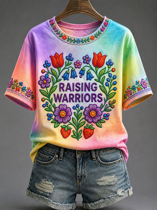 Women's Native Floral Print Casual T-Shirt
