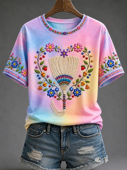 Women's Native Floral Print Casual T-Shirt