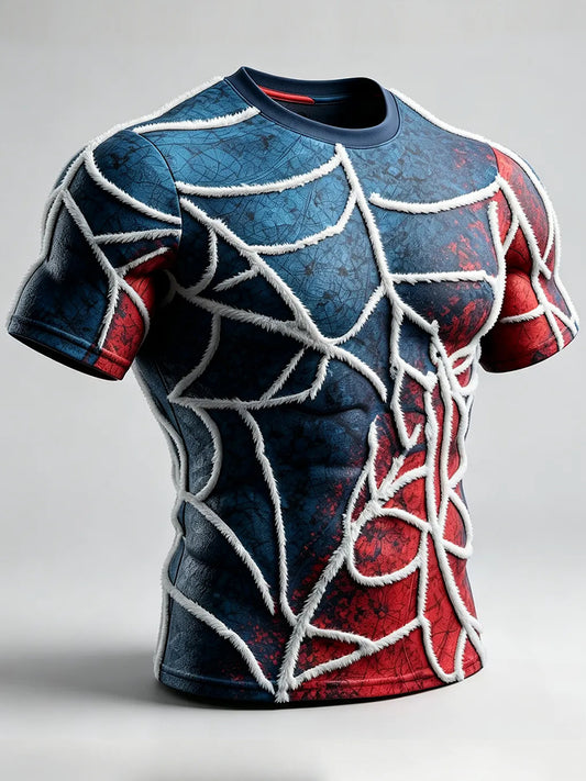 Men's Halloween Spiderweb Contrast Color Print short sleeves t-shirt