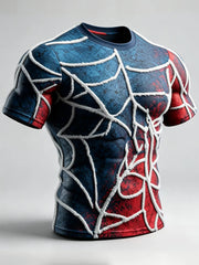 Men's Halloween Spiderweb Contrast Color Print short sleeves t-shirt
