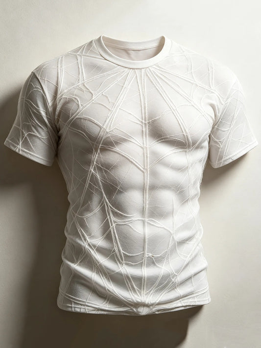 Men's Halloween Spiderweb Inspired Print short sleeves t-shirt