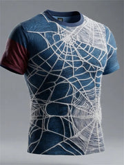 Men's Halloween Spiderweb Contrast Color Print short sleeves t-shirt