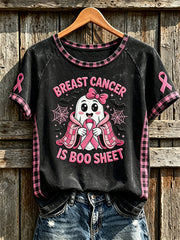 Women's breast cancer theme ghost element pattern printed casual short-sleeved T-shirt