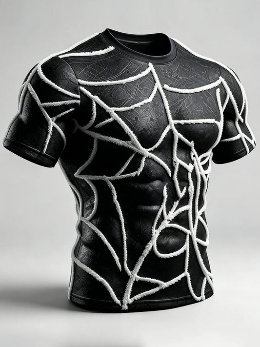 Men's Halloween Spooky Spiderweb Inspired Print short sleeves t-shirt