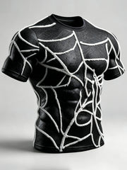 Men's Halloween Spooky Spiderweb Inspired Print short sleeves t-shirt