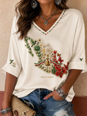 Women's Mexico Independence Day 1810 Art Printed T-shirt
