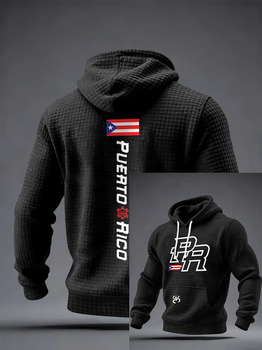 Men's Puerto Rico Printed Checkered Cotton Hoodie