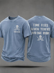 Men's "Time Flies When You're Having Rum" Fun Pirate Rum Casual Unisex T-shirt