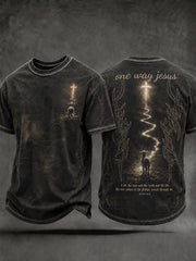 Men's Christian Jesus The Way Cross O-neck Short Sleeve T-shirt