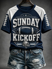 Women's Football SUNDAY KICKOFF Printed T-shirt