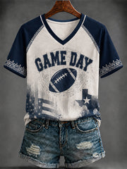 Women's Dallas Cowboys Football Printed V-neck T-shirt