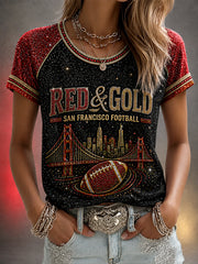 Women's Football Gameday Gift For Football Fans Casual Tee