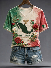 Women's Mexico Independence Day Art Printed T-shirt