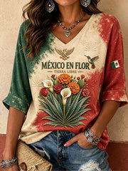 Women's Mexico Independence Day Art Printed T-shirt