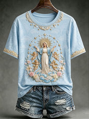 Women's Assumption of Mary Faith Art Printed T-shirt