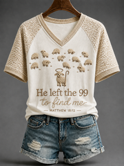 Women's He Left The 99 To Find Me V-neck Off-shoulder Short-sleeved T-shirt