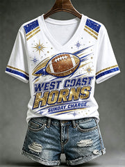 Women's West Coast Horns Football Short-sleeved T-shirt