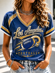 Women's Football V-neck Off-shoulder Short-sleeved T-shirt