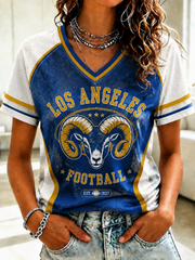 Women's Football V-neck Off-shoulder Short-sleeved T-shirt