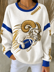 Women's Football Ribbed Round-Neck Sweatshirt