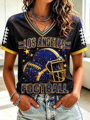 Women's Football Los Angeles Printed V-neck T-shirt