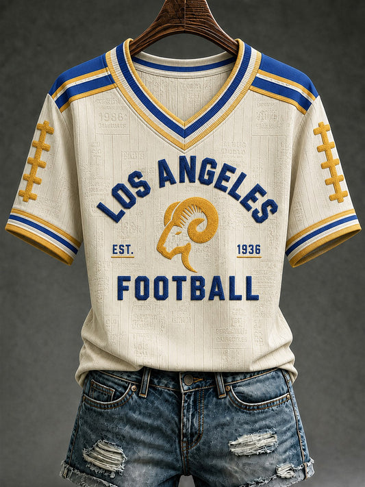 Women's Football Los Angeles Printed V-neck T-shirt