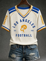 Women's Football Los Angeles Printed V-neck T-shirt