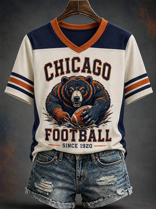 Women's Football Gameday Gift For Football Fans Casual V-Neck Tee