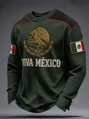 Men's Mexico Independence Day Art Printed Waffle Sweatshirt