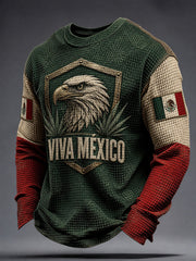 Men's Mexico Independence Day Art Printed Waffle Sweatshirt