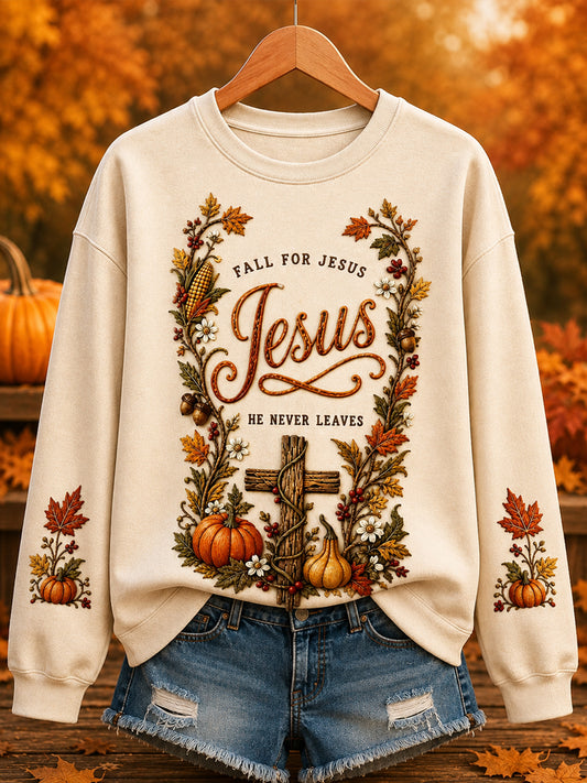 Women's Autumn Art "JESUS" Print Sweatshirt