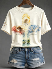 Women's Faith Watercolor Art Print Round Neck Short Sleeve T-shirt